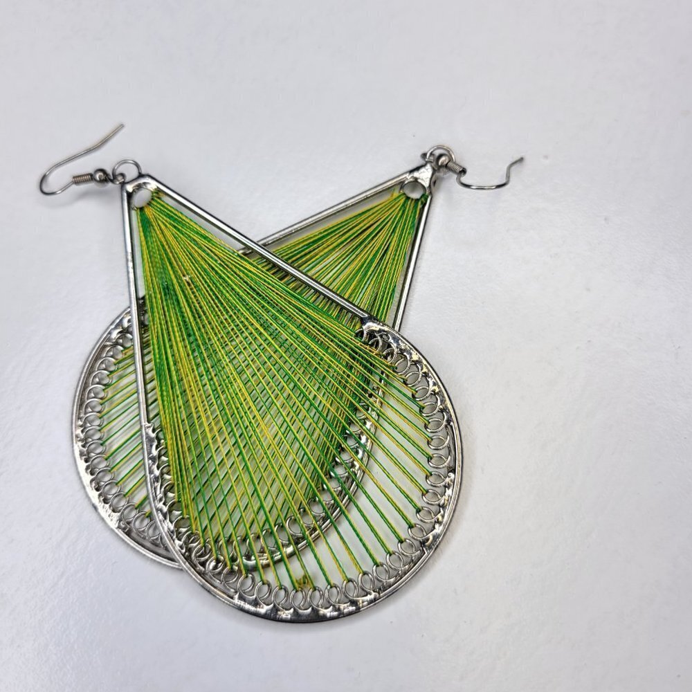 Womens Green Earrings Large Bold Light